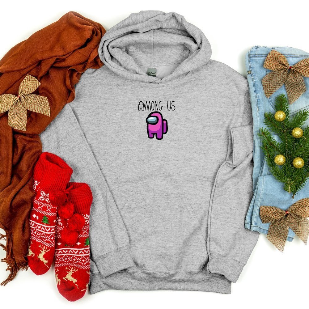 New Pink Among Us Youth Hoodie Unisex Gamer Gift For Teens  10-12